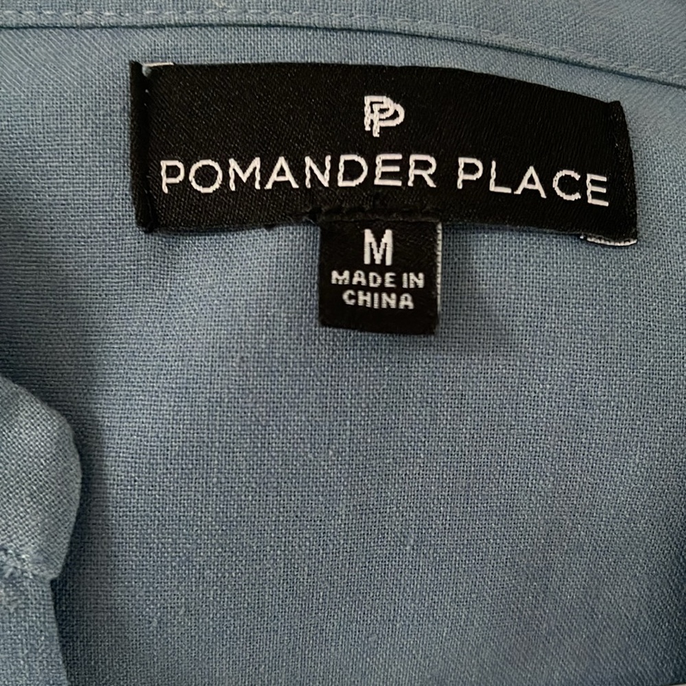 Pomander Place Blue Long Sleeve Tiered V-Neck Dress with White Trim - Picture 10 of 10